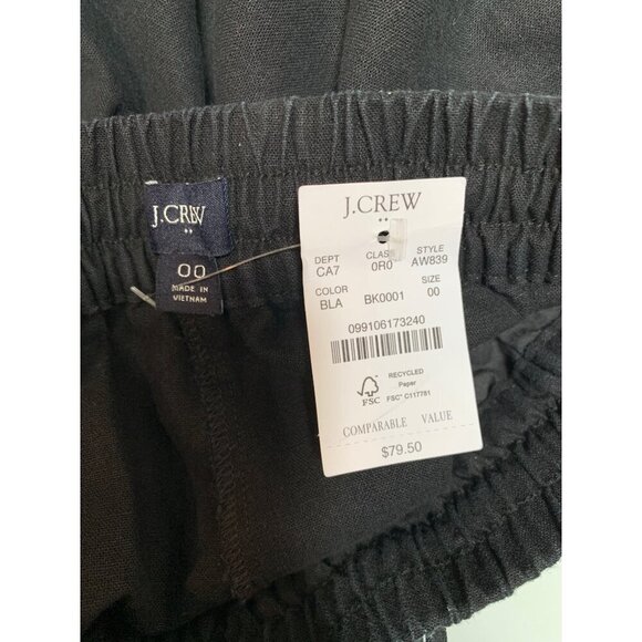 J.Crew Womens Black Elastic Waist Linen-Cotton Pants Size 00 - Picture 4 of 5